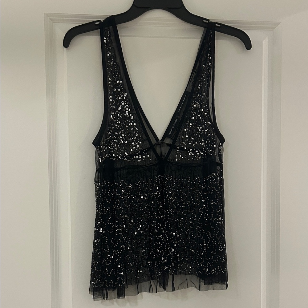 Urban Outfitters Black Sequin Tank Top